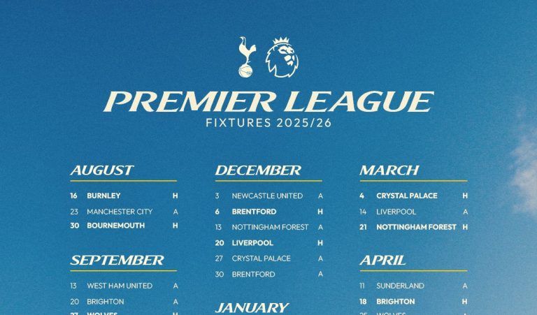 Tottenham 2025/26 Premier League fixtures in full as Frank gets to work